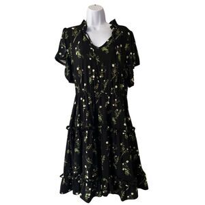 Hot Topic Women's XL Black LOTR Icons Fit & Flare Midi Dress